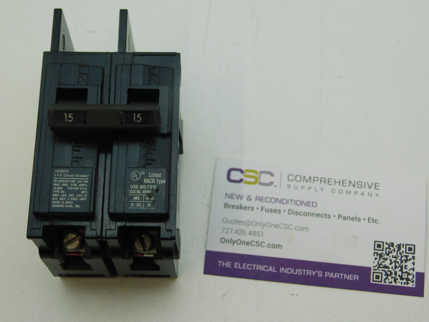 BQ2B015 - Siemens 15A Amp 2P Pole 10kA@120/240V Bolt On Circuit Breaker