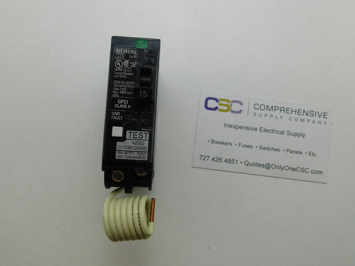 QF115A - Siemens 15A Amp 1P Pole 10kA@120V Plug On Ground Fault GFCI Circuit Breaker