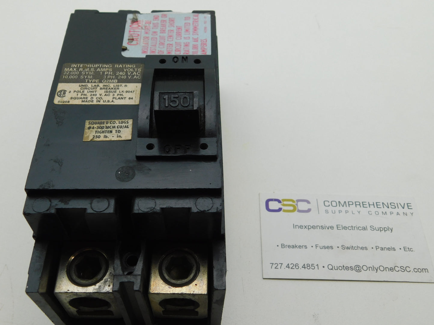 Q2M2150MBH - Square D 150A Amp 2P Pole 22kA@240V Bolt On Circuit Breaker