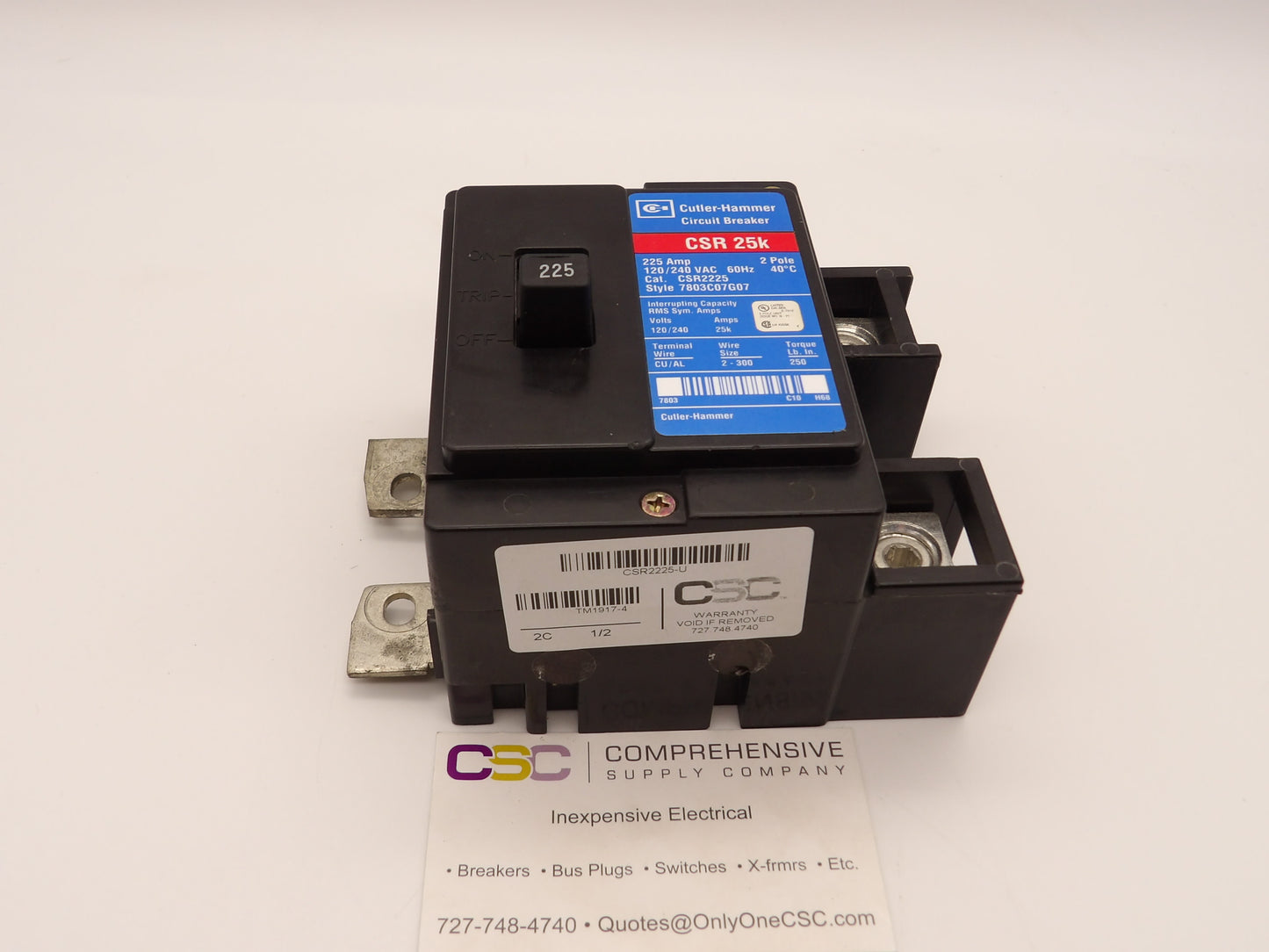 CSR2225 - Eaton 225A Amp 2P Pole 25kA@120/240V Bolt On Breaker