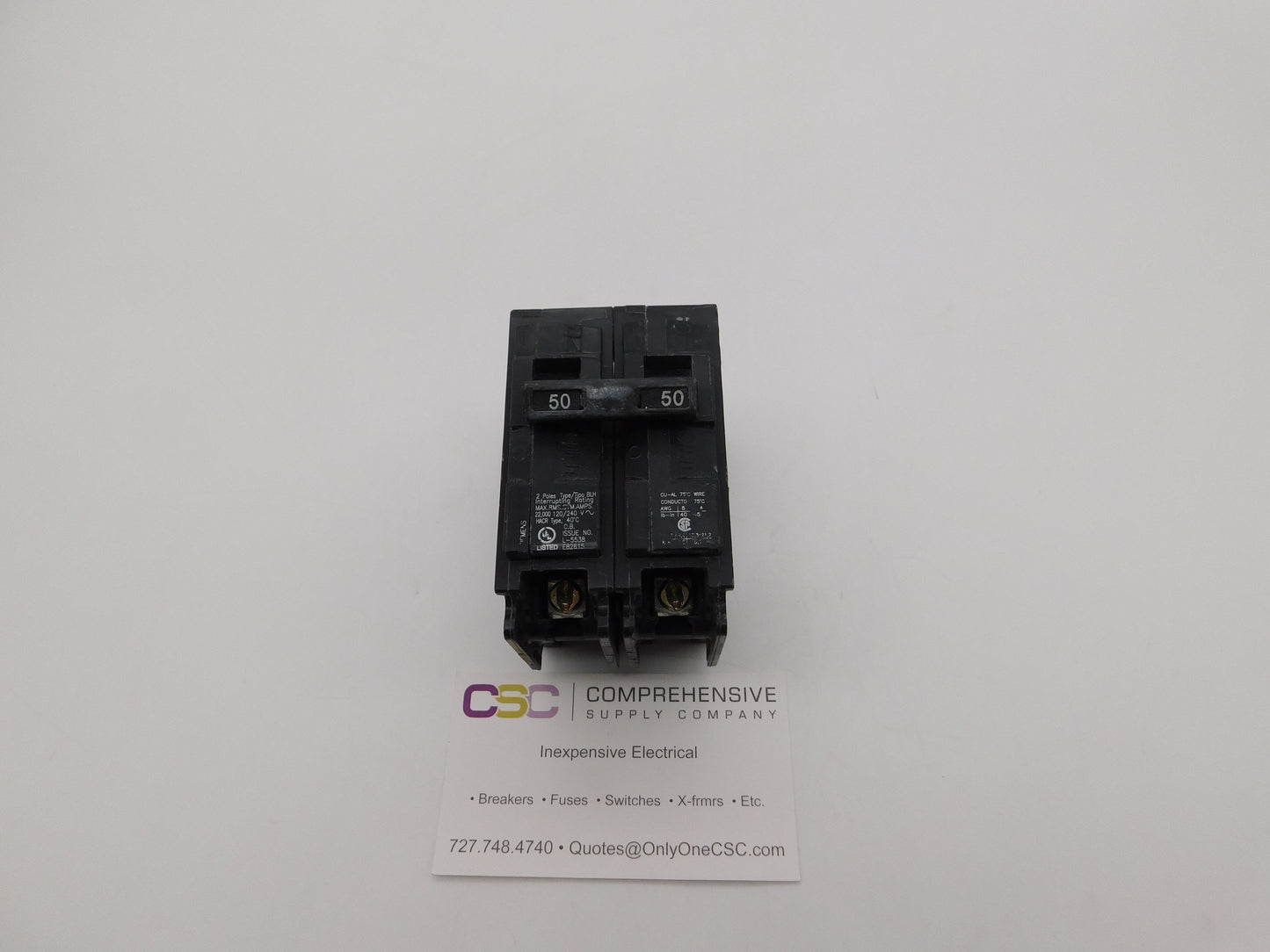 B250H - Siemens 50A Amp 2P Pole 22kA@120/240V Bolt On Circuit Breaker