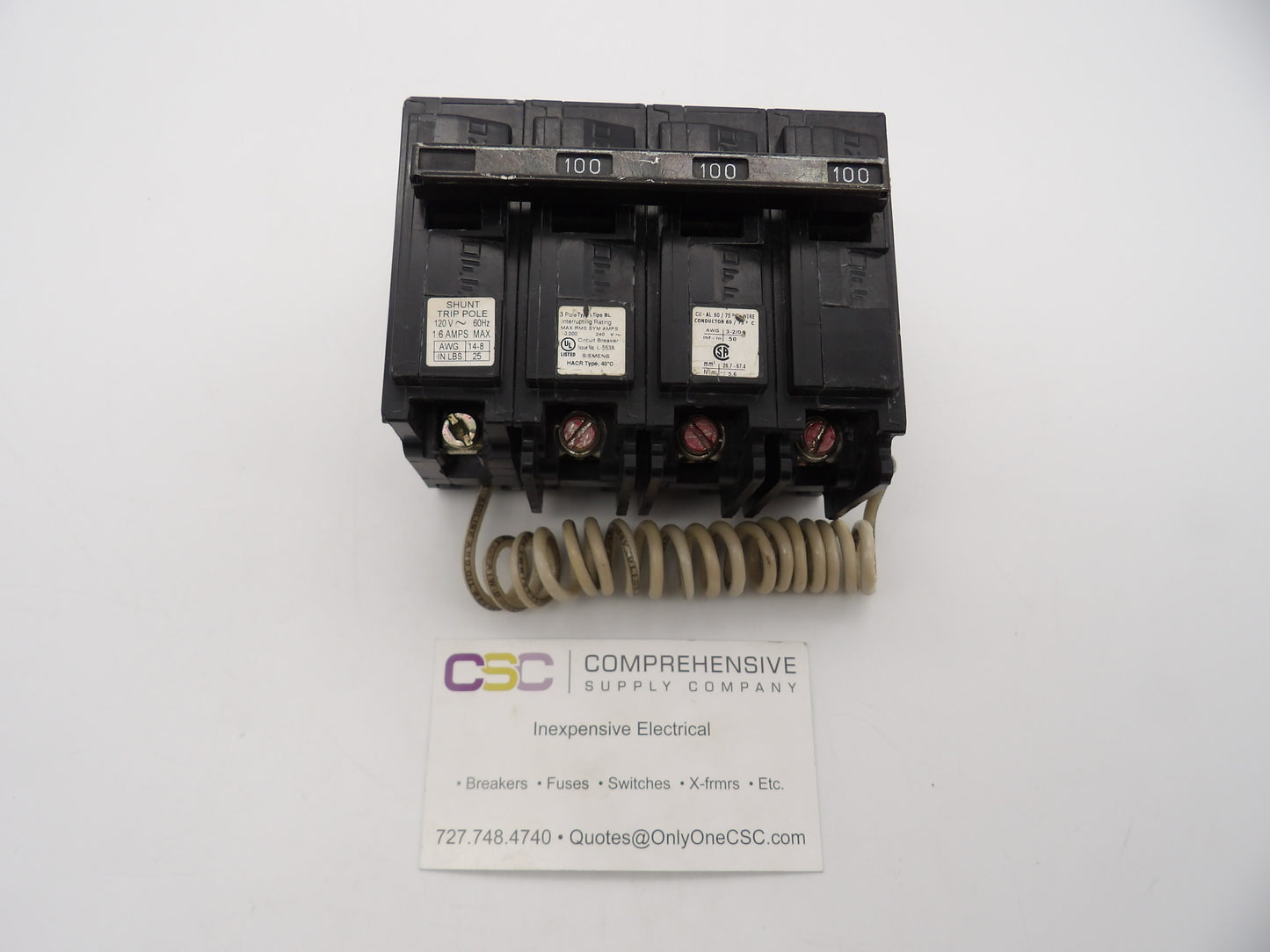 B310000S01 - Siemens 100A Amp 3P Pole 10kA@240V Bolt On Circuit Breaker W/120V Shunt Trip