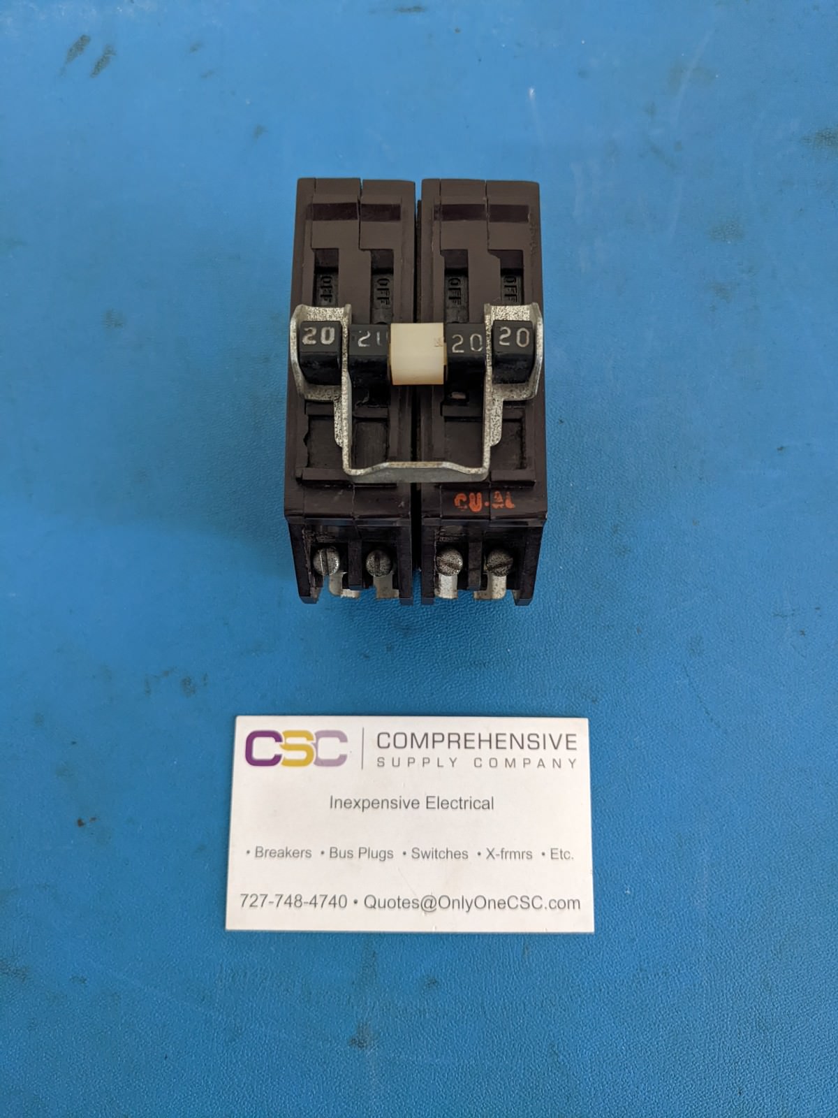 B220220 - Wadsworth 20A/20A Amp 2X2P Pole Plug On Duplex Circuit Breaker
