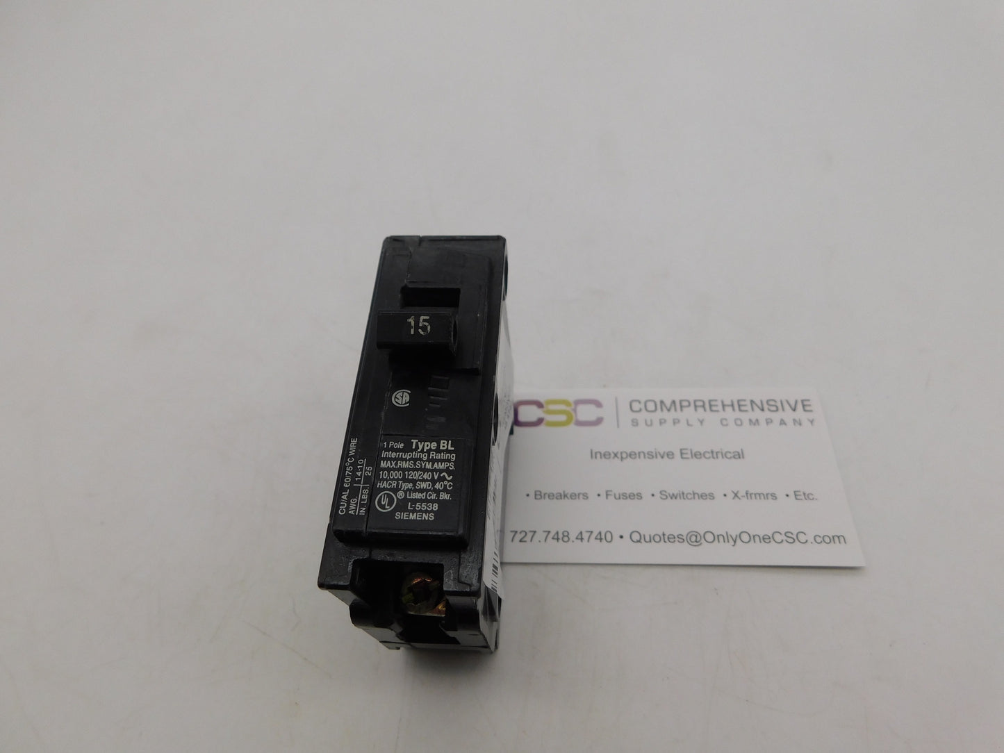 B115 - Siemens 15A Amp 1P Pole 10kA@120/240V Bolt On Circuit Breaker