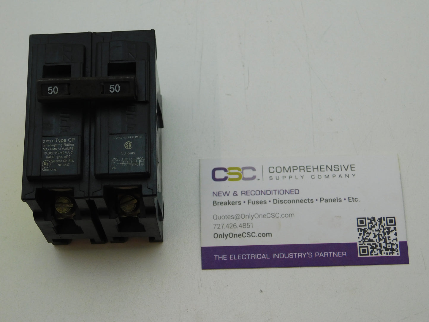 Q250 - Siemens 50A Amp 1P Pole 10kA@120/240V Plug On Circuit Breaker - Older Series