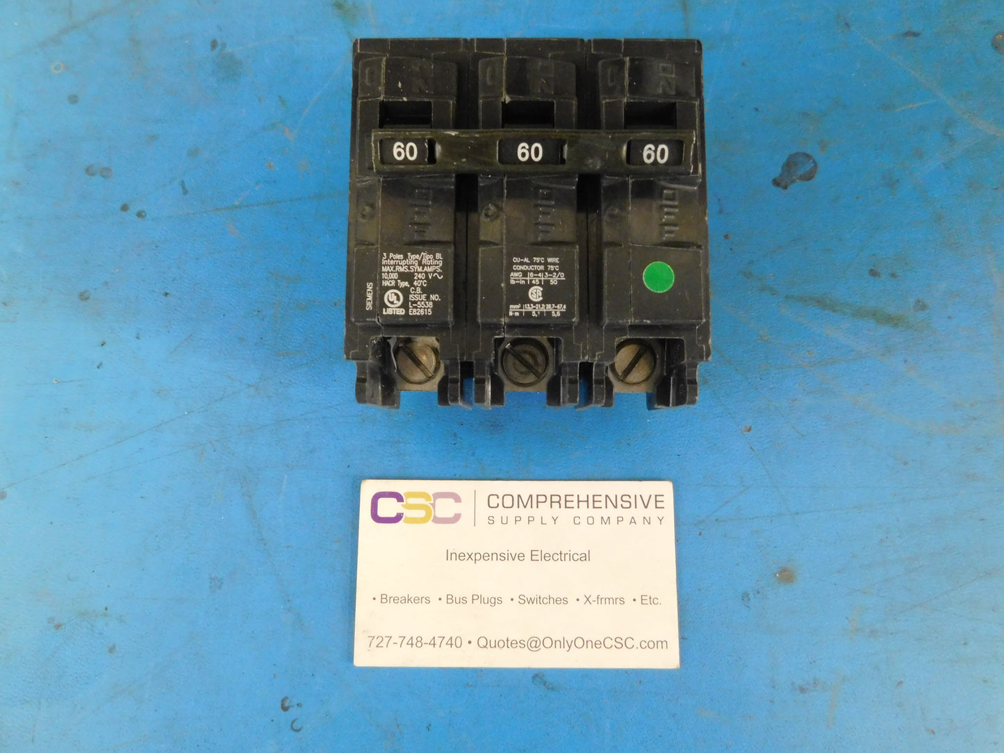 B360 - Siemens 60A Amp 3P Pole 10kA@240V Bolt On Circuit Breaker