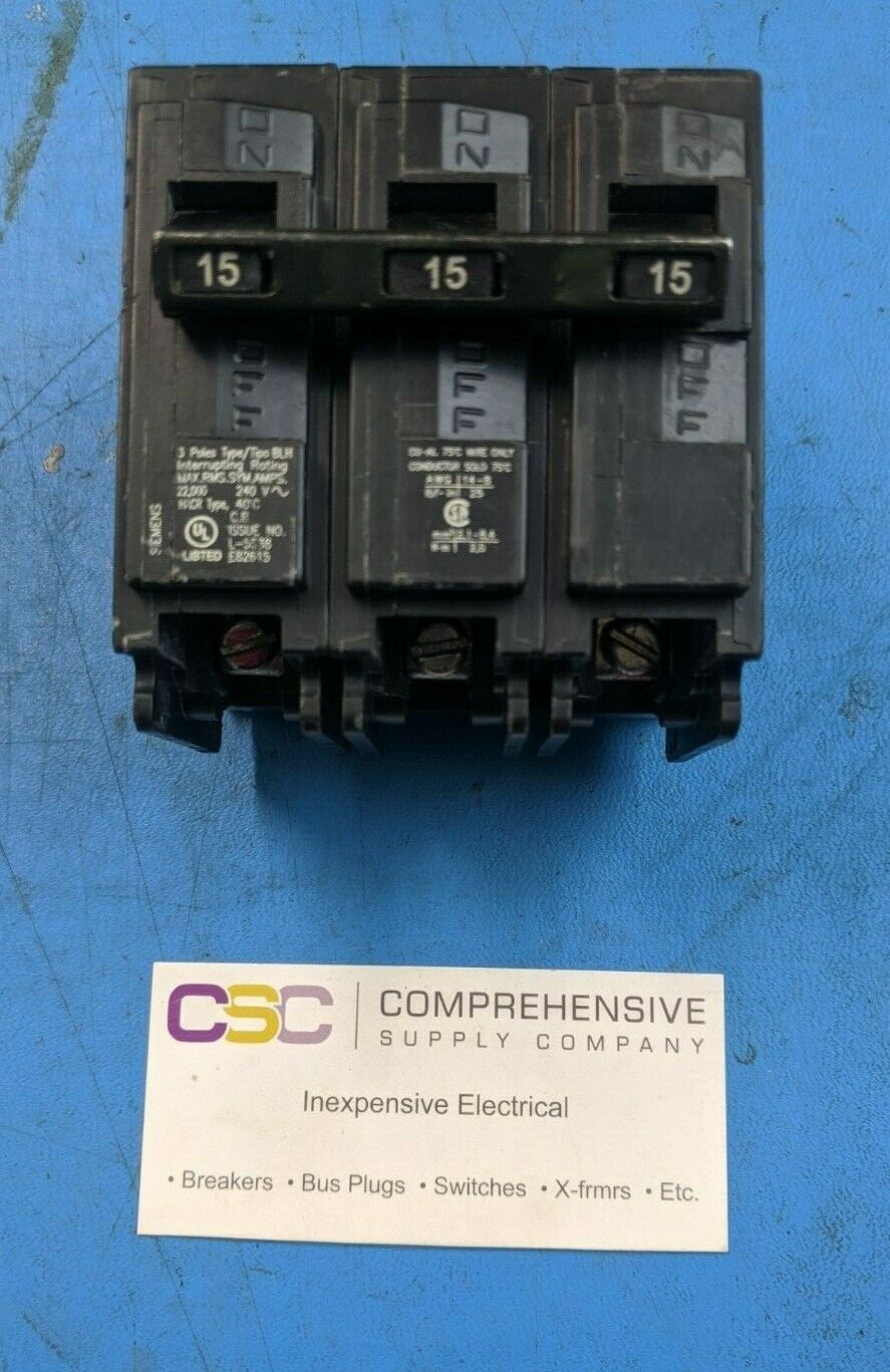 B315H - Siemens 15A Amp 3P Pole 22kA@240V Bolt On Circuit Breaker