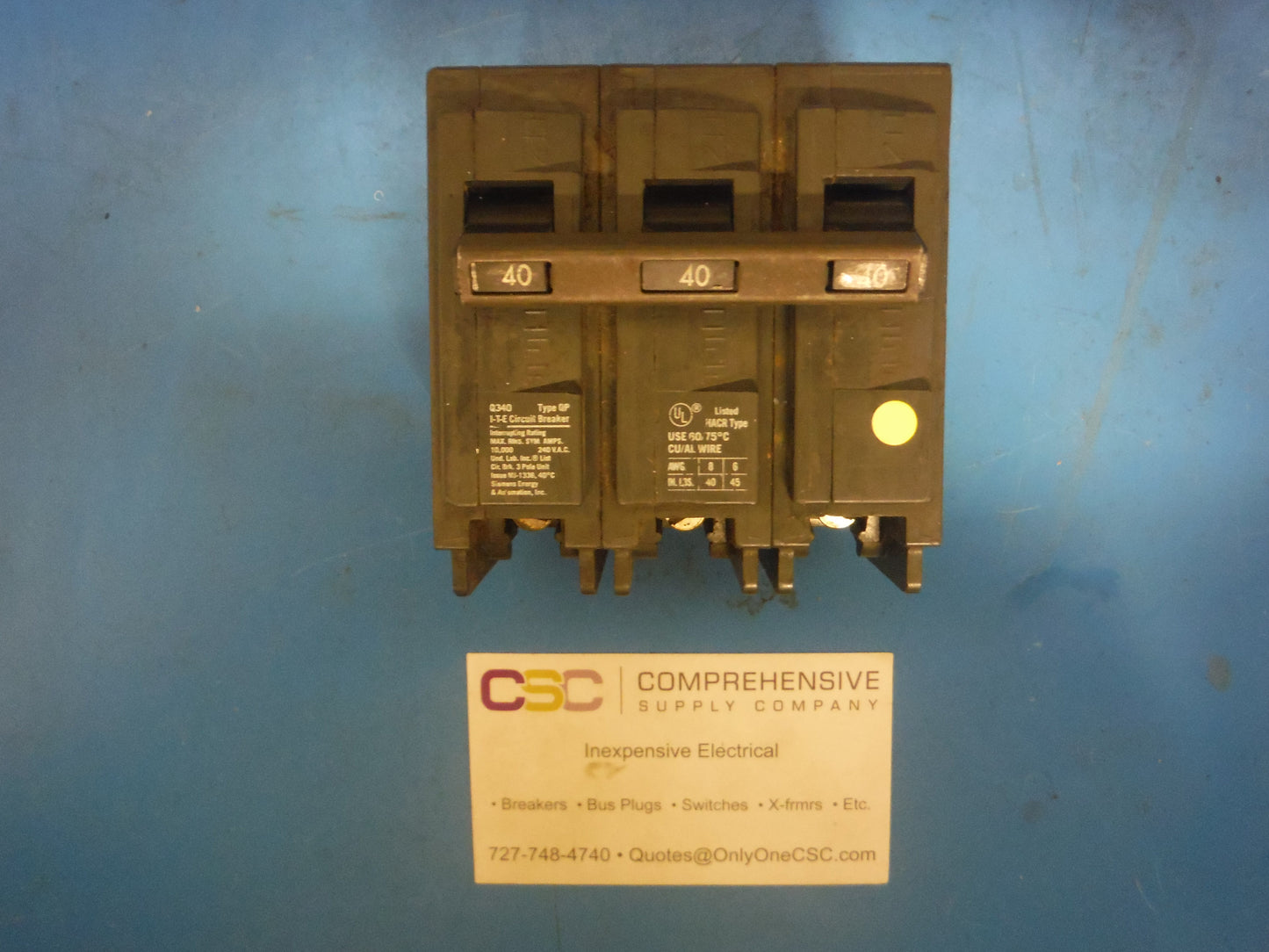 Q340 - ITE 40A Amp 3P Pole 10kA@240V Plug On Circuit Breaker - Older Series