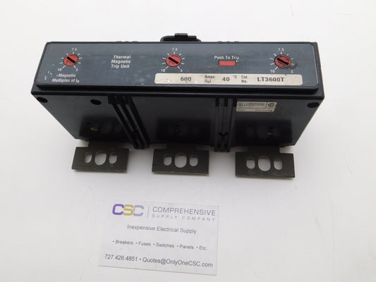 LT3600T - Cutler Hammer 600A Amp 3P Pole 600V Trip Unit For L And Mdl Frame Series C Circuit Breakers
