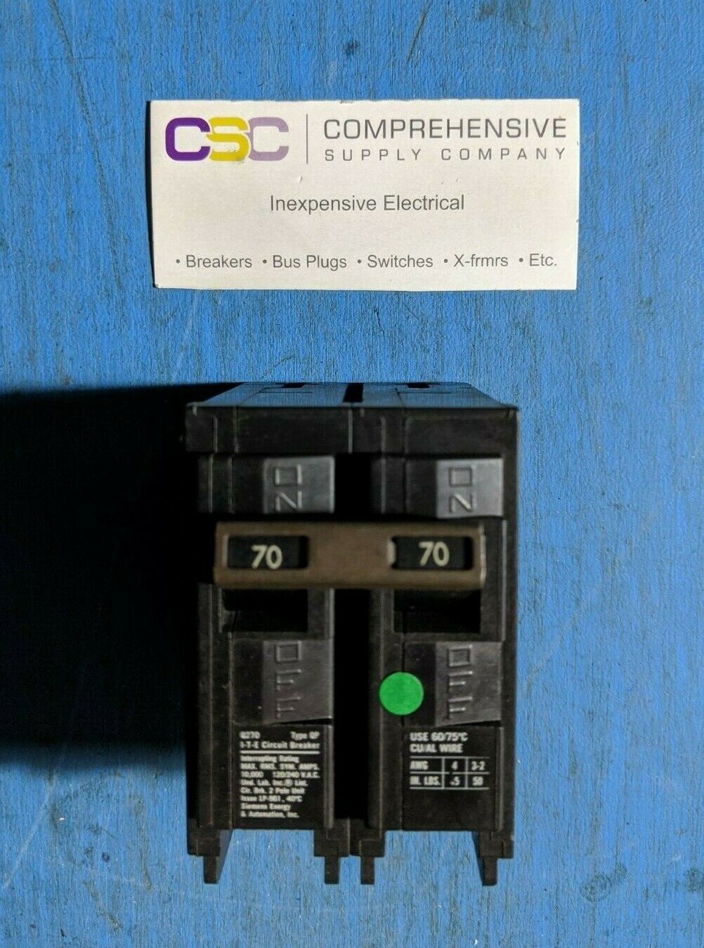Q270 - ITE 70A Amp 2P Pole 10kA@120/240V Plug On Circuit Breaker - Older Series
