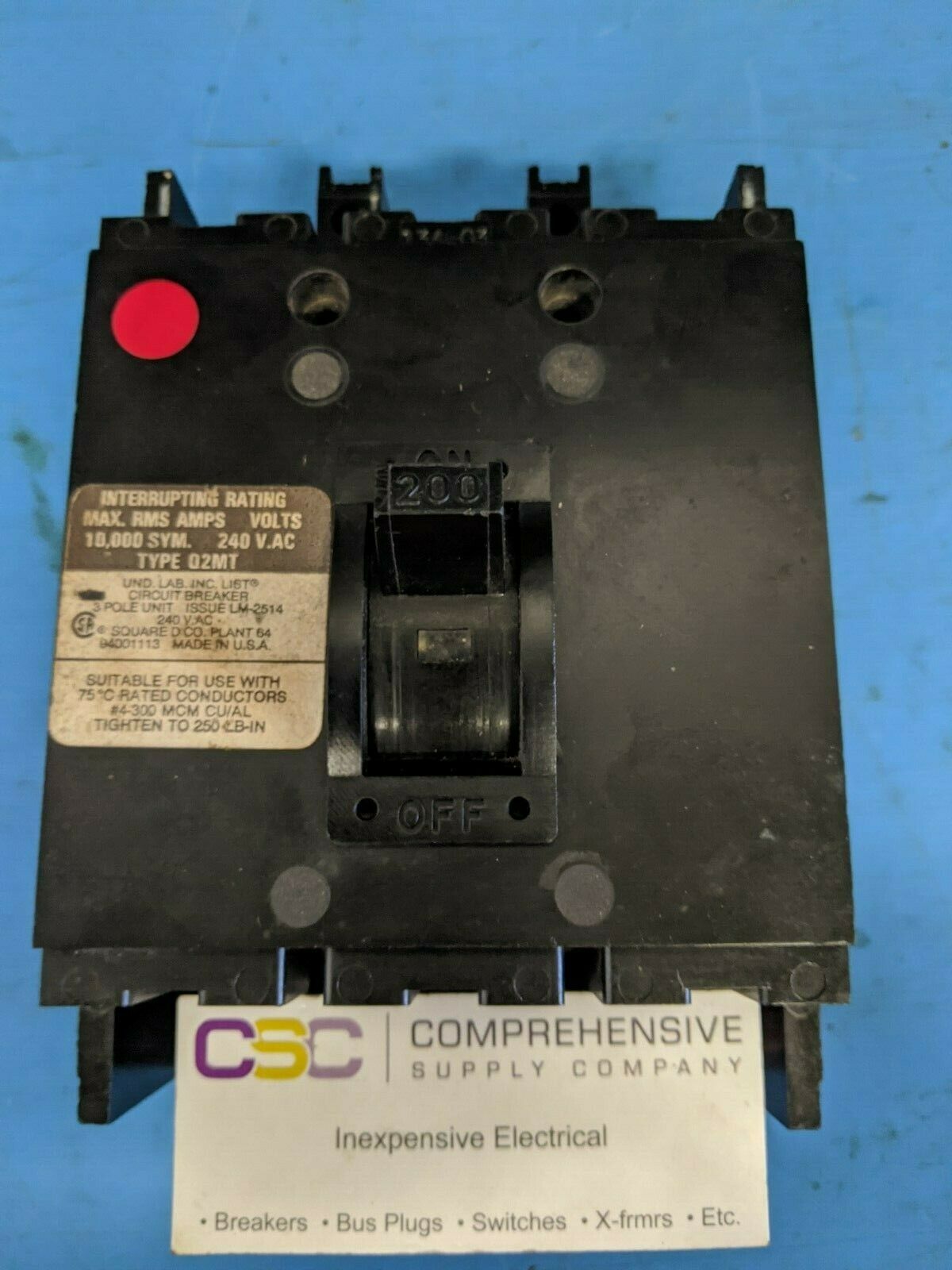 Q2M3200MT - Square D 200A Amp 3P Pole 10kA@240V Bolt On Circuit Breaker