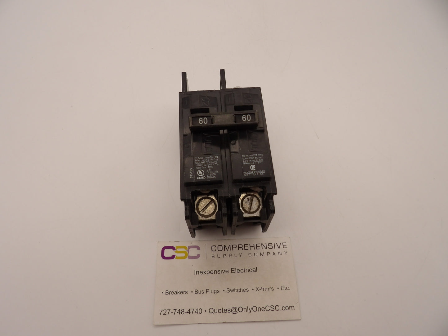 BQ2B060 - Siemens 60A Amp 2P Pole 10kA@120/240V Bolt On Circuit Breaker