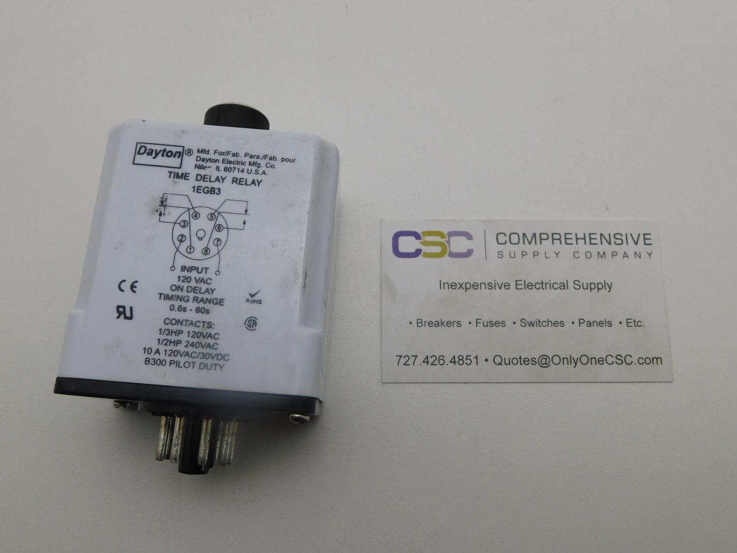 1EGB3 - Dayton 10A Amp 120V 1/2Hp-240V 1/3Hp-120V Time Delay Relay