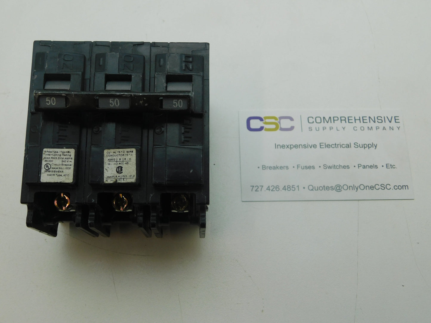 B350HH - Siemens 50A Amp 3P Pole 65kA@240V Bolt On Circuit Breaker