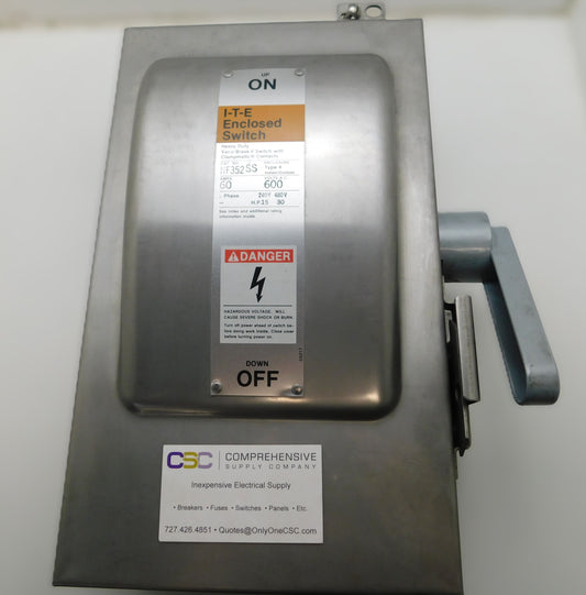 NF352SS - ITE 60A Amp 3P Pole 600V Nema 4 Non-Fusible Heavy Duty Enclosed Switch