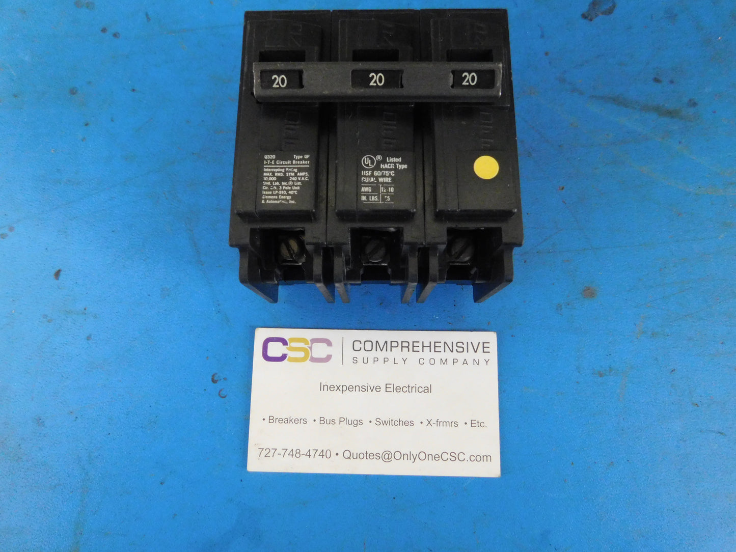 Q320 - ITE 20A Amp 3P Pole 10kA@240V Plug On Circuit Breaker - Older Series