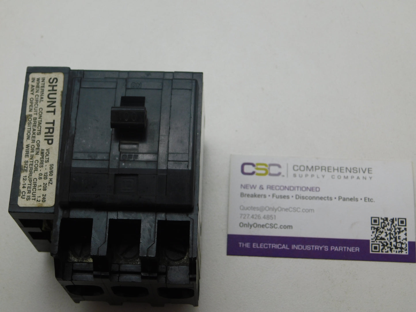 QO31001021 - Square D 100A Amp 3P Pole 10kA@240V Plug On Black Circuit Breaker W/120/208/240 Shunt Trip