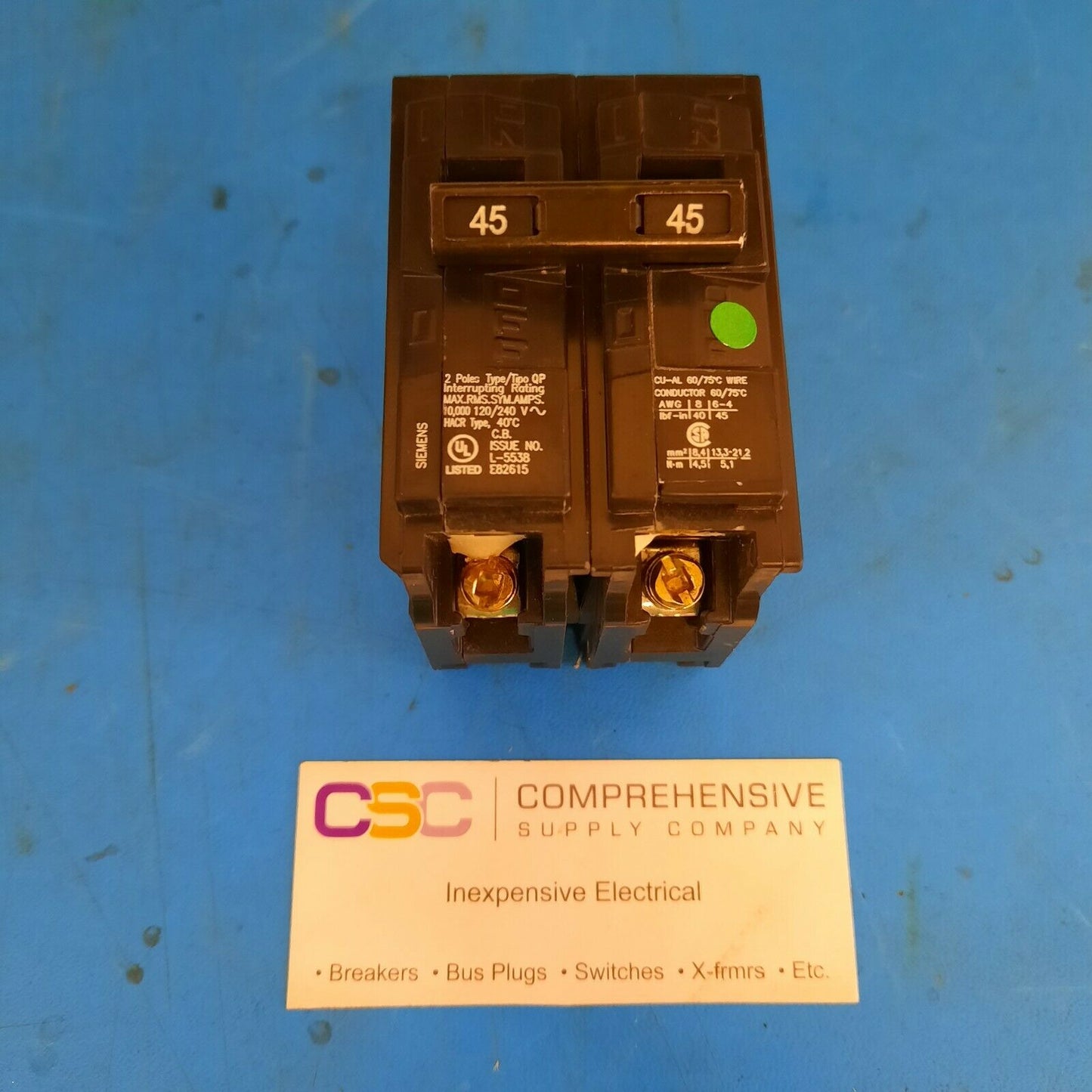 Q245 - Siemens 45A Amp 2P Pole 10kA@120/240V Plug On Circuit Breaker