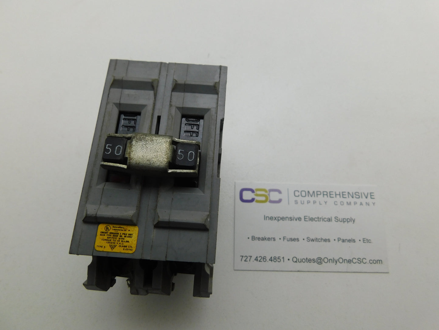 UBIA250NI - Wadsworth 50A Amp 2P Pole 10kA@120/240V Plug On Circuit Breaker