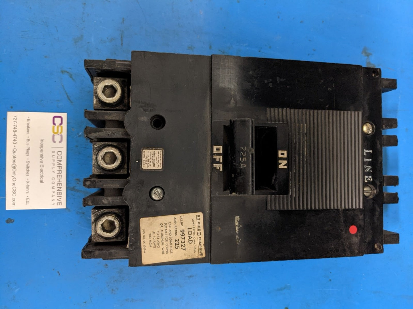 997327 - Square D 225A Amp 3P Pole 10kA@600V Bolt On Circuit Breaker