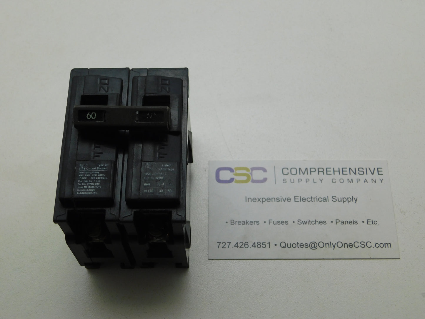 Q260 - Siemens 60A Amp 2P Pole 10kA@120/240V Plug On Circuit Breaker - Older Series