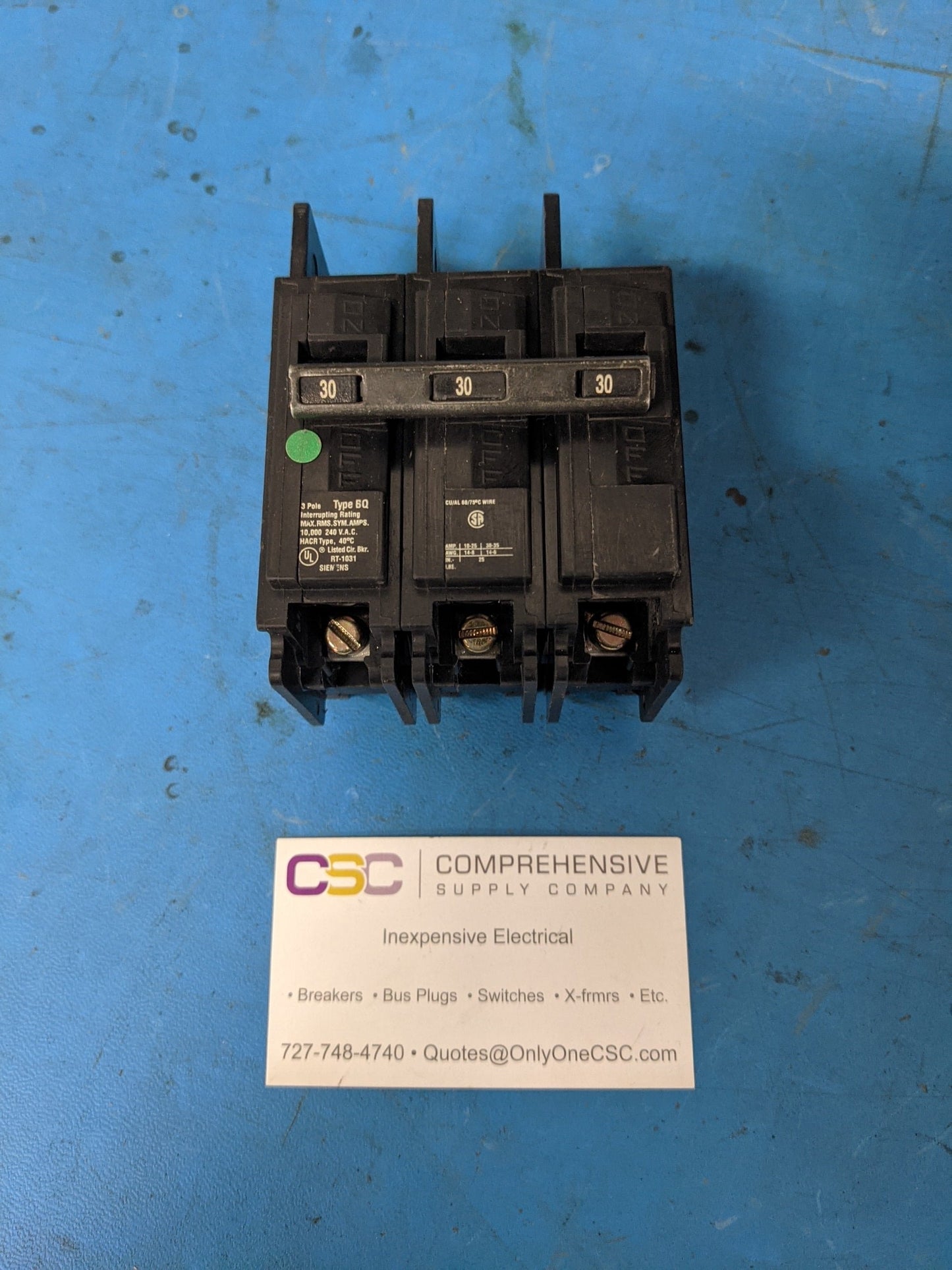 BQ3B030 - Siemens 30A Amp 3P Pole 10kA@240V Bolt On Bq Circuit Breaker