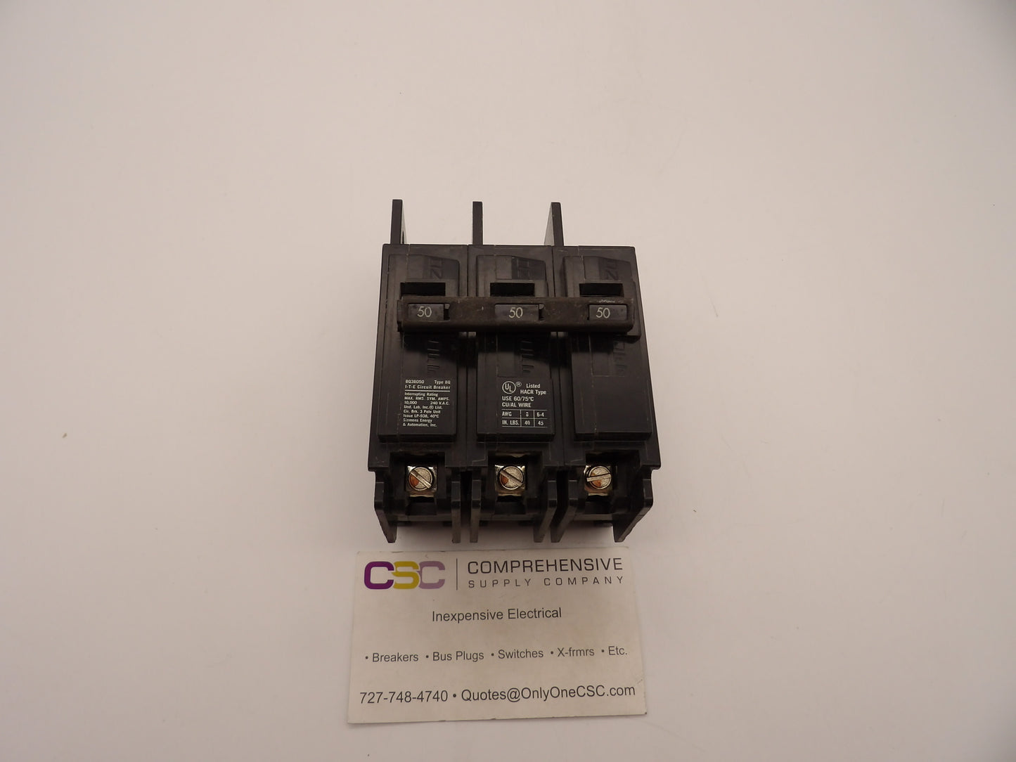 BQ3B050 - Siemens 50A Amp 3P Pole 10kA@240V Bolt On Circuit Breaker