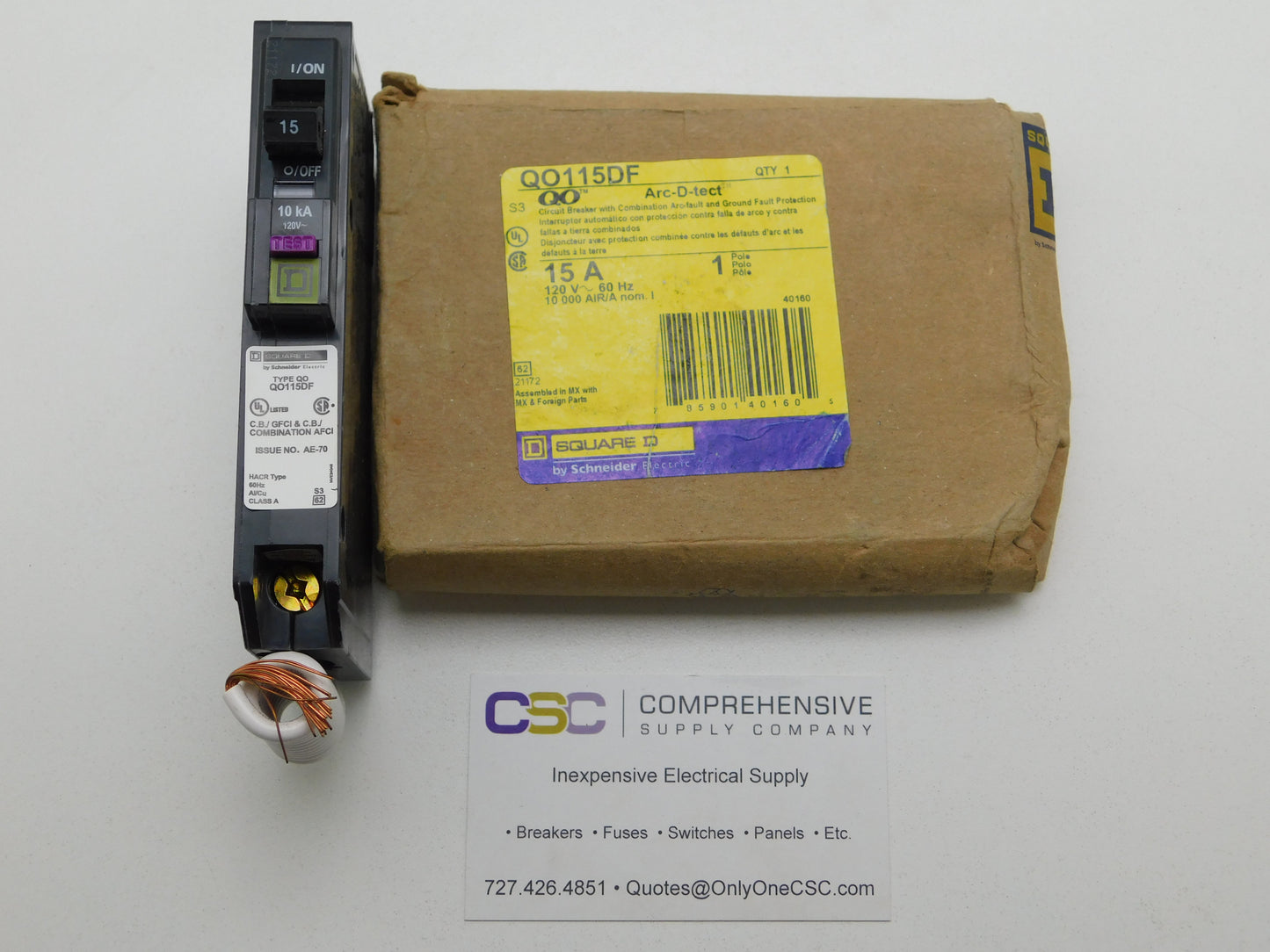 QO115DF - Square D 15A Amp 1P Pole 10kA@120V Dual Function AFCI/GFCI Circuit Breaker