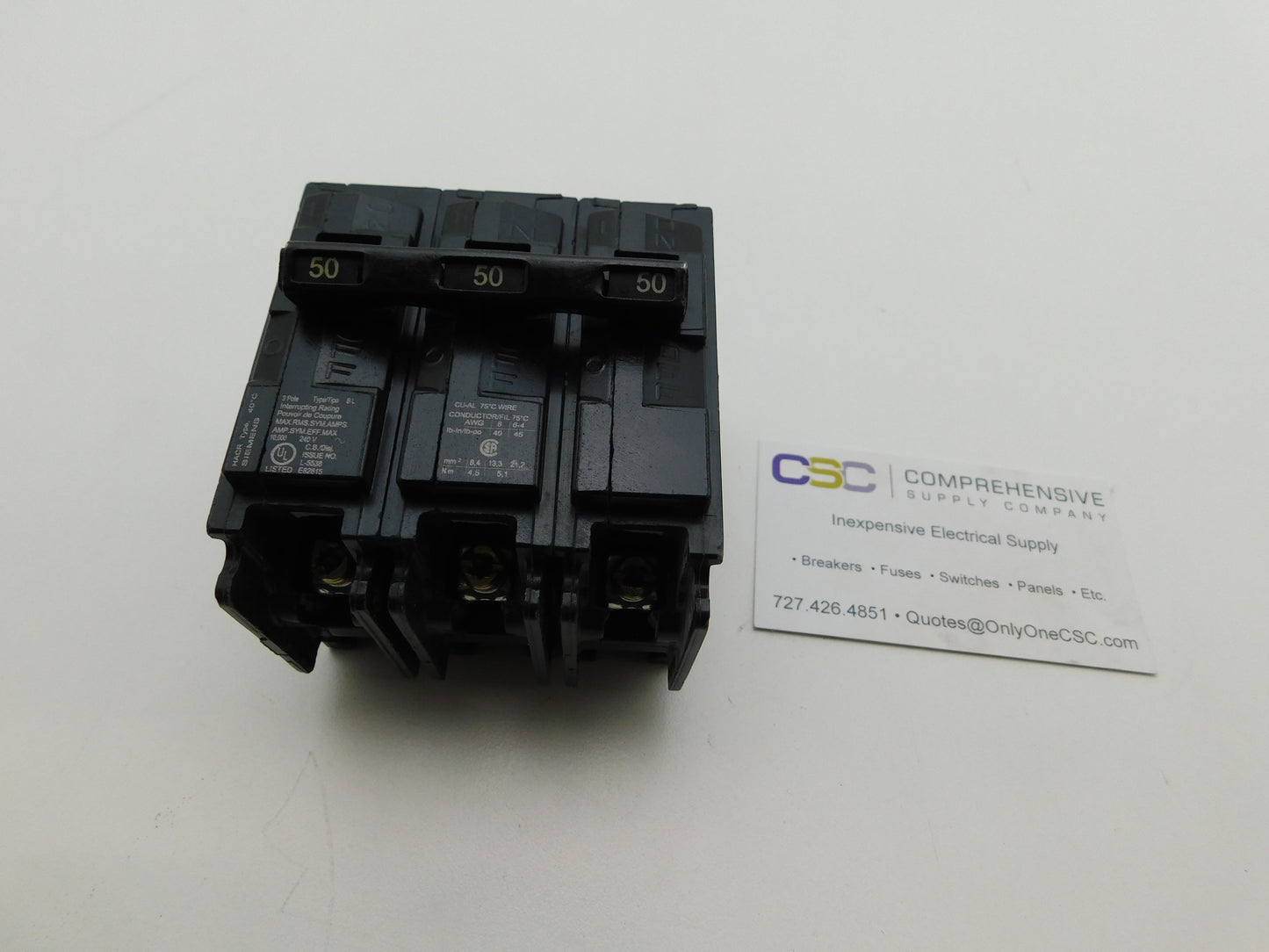B350 - Siemens 50A Amp 3P Pole 10kA@240V Bolt On Circuit Breaker