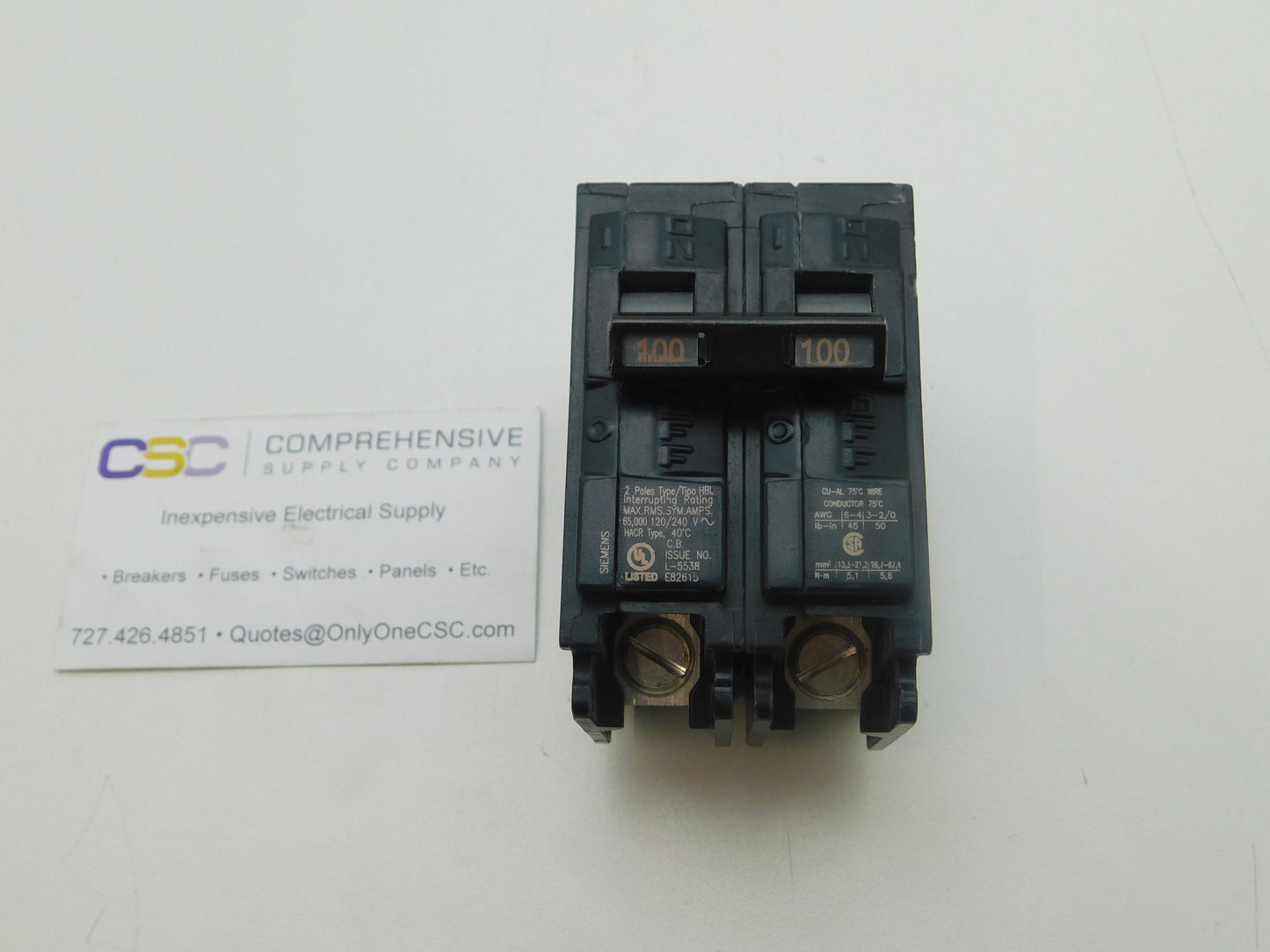 B2100HH - Siemens 100A Amp 2P Pole 65kA@120/240V Bolt On Circuit Breaker