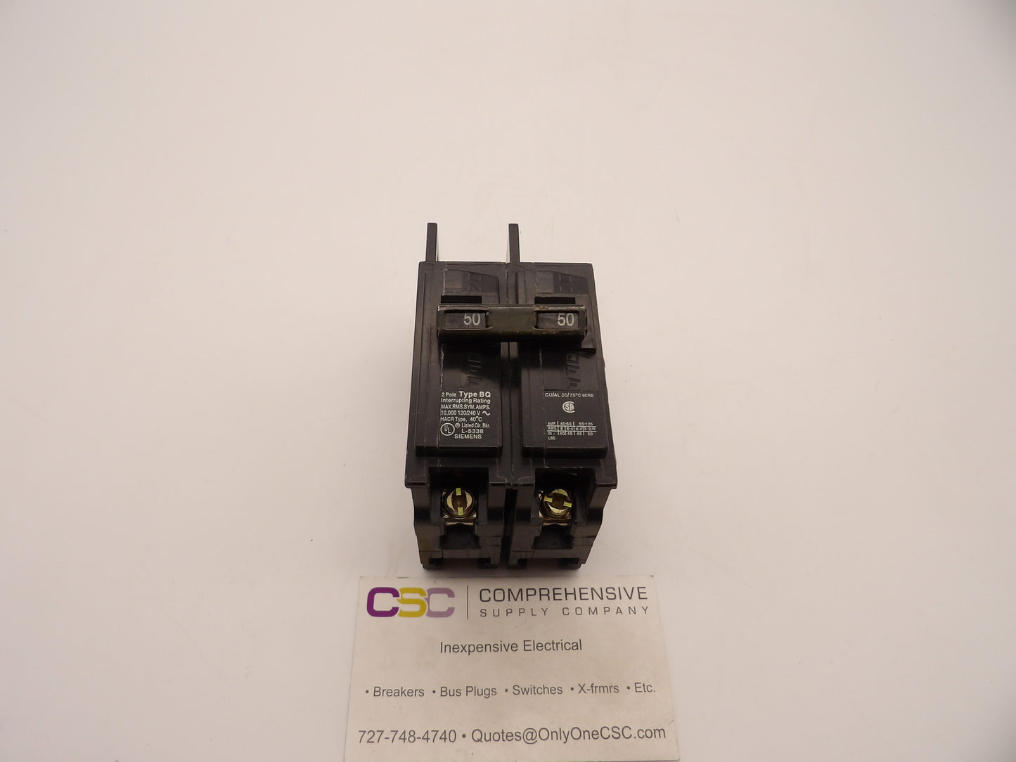 BQ2B050 - Siemens 50A Amp 2P Pole 10kA@120/240V Bolt On Circuit Breaker