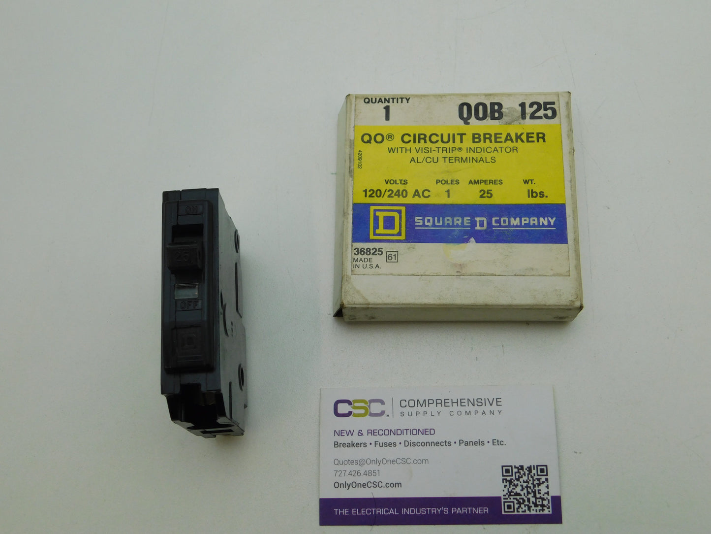 QOB125 - Square D 25A Amp 1P Pole 10kA@120/240V Bolt On Black Circuit Breaker