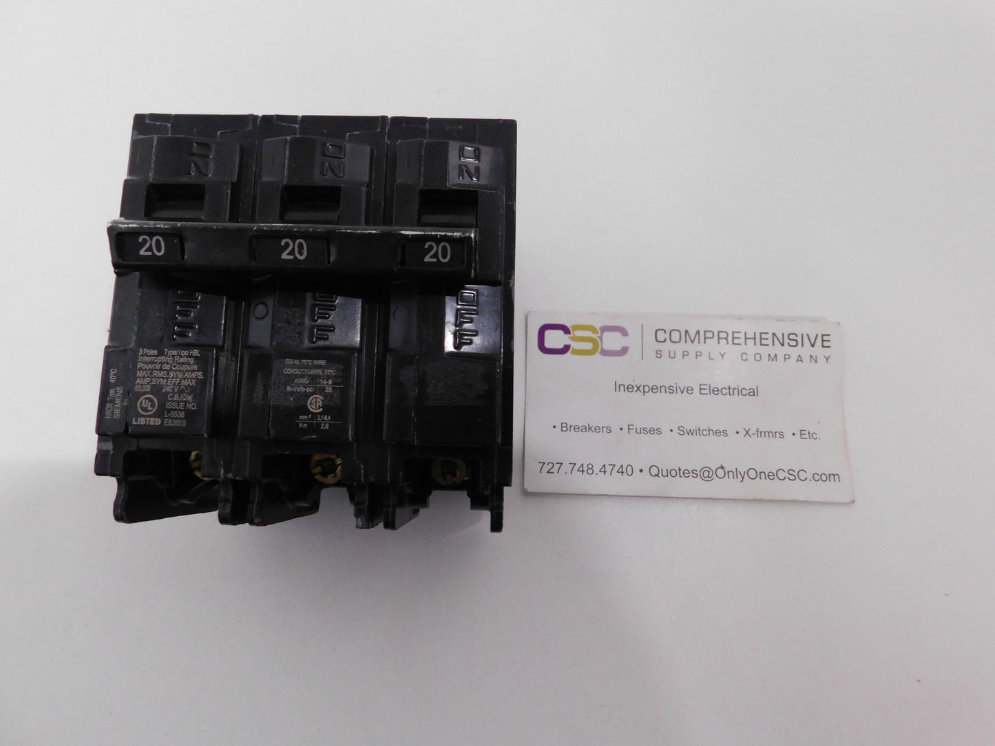 B320HH - Siemens 20A Amp 3P Pole 65kA@240V Bolt On Circuit Breaker