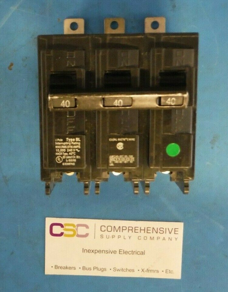 B340 - Siemens 40A Amp 3P Pole 10kA@240V Bolt On Circuit Breaker