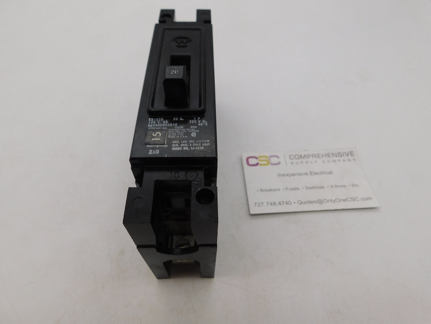 EB1020 - Westinghouse 20A Amp 1P Pole 10kA@120V Bolt On Circuit Breaker