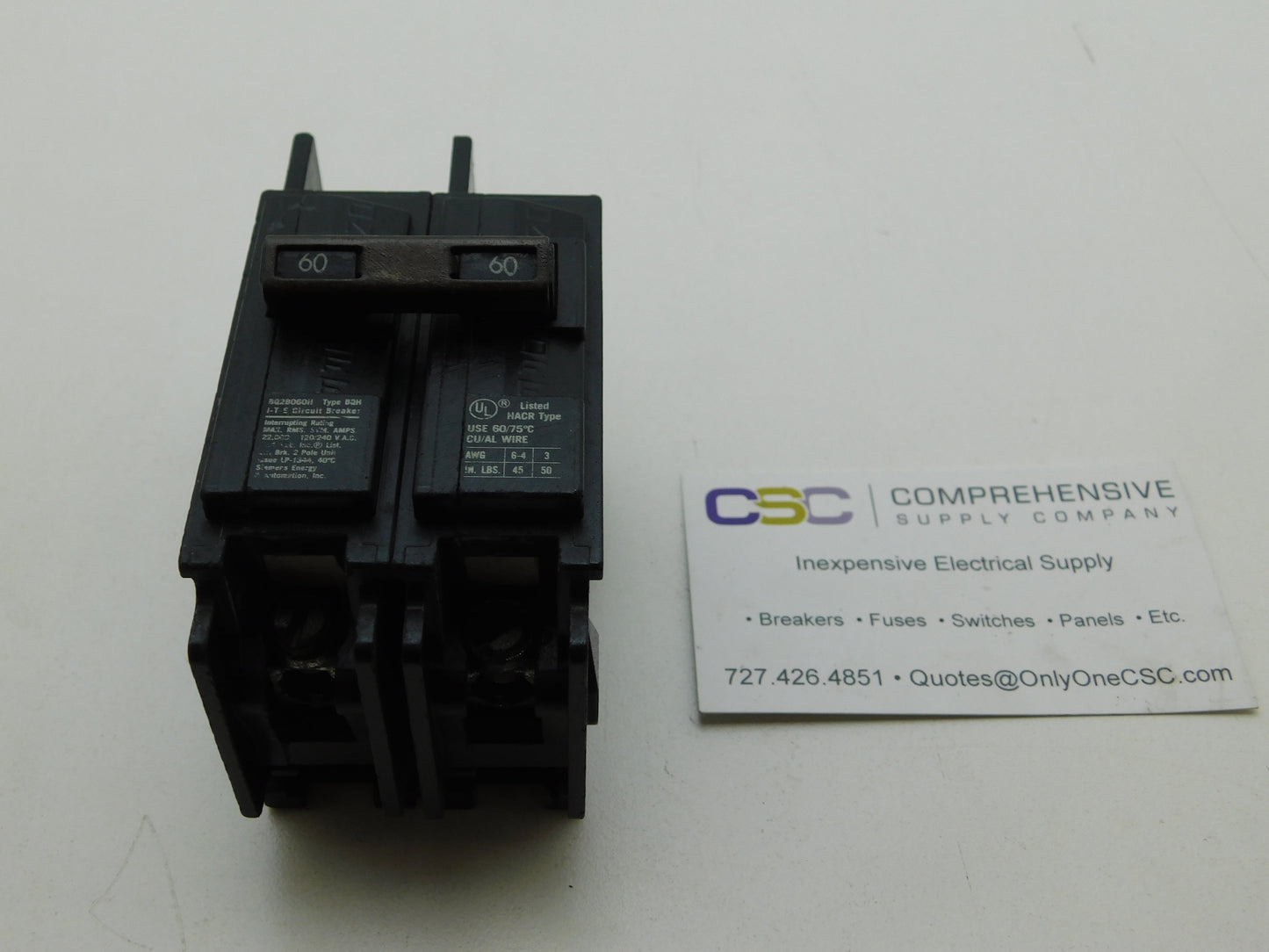 BQ2B060H - Siemens 60A Amp 2P Pole 22kA@120/240V Bolt On Circuit Breaker - Older Series