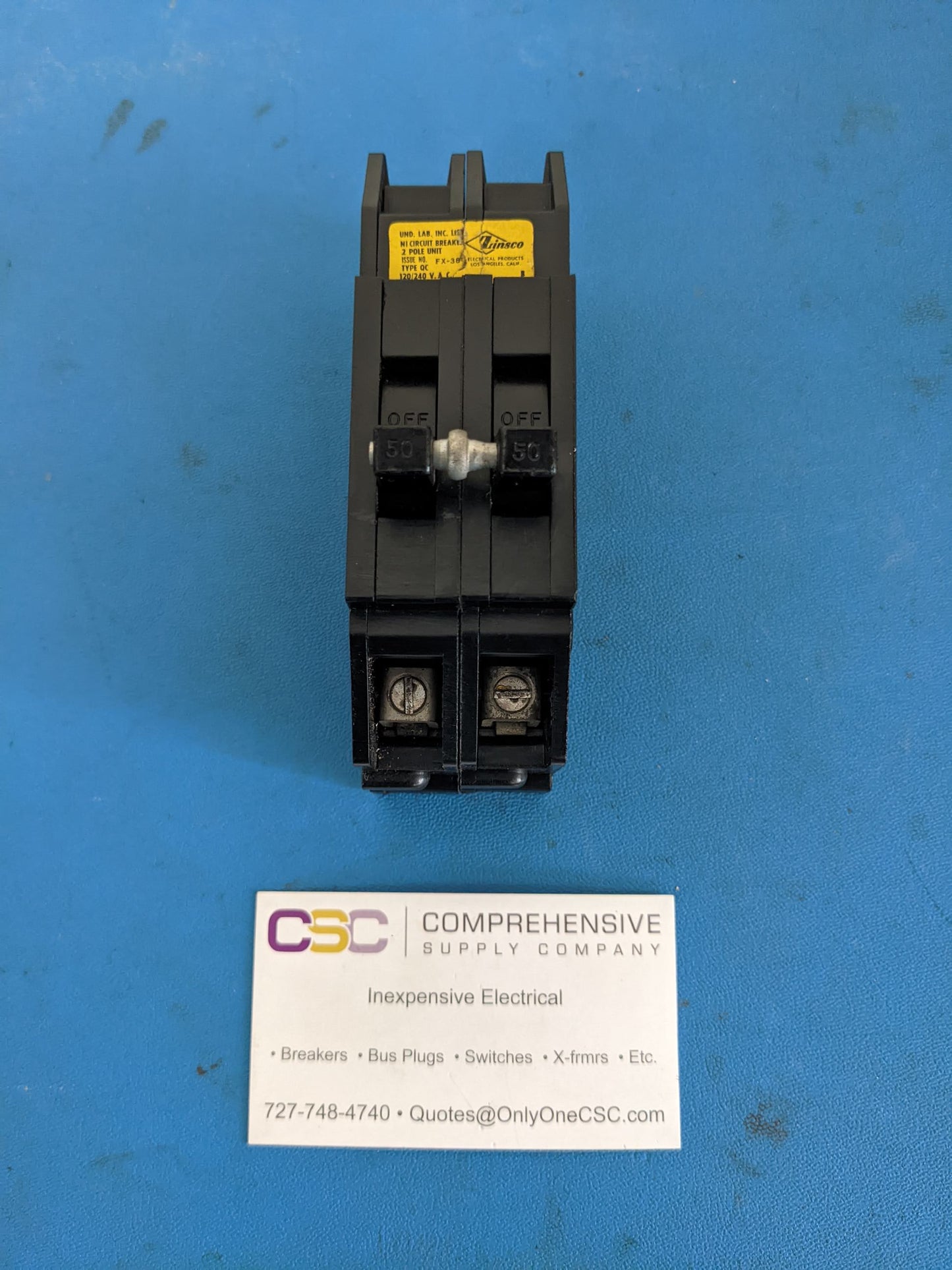 QCP250 - Zinsco 50A Amp 2P Pole 10kA@120/240V Plug On-Feed Thru Circuit Breaker