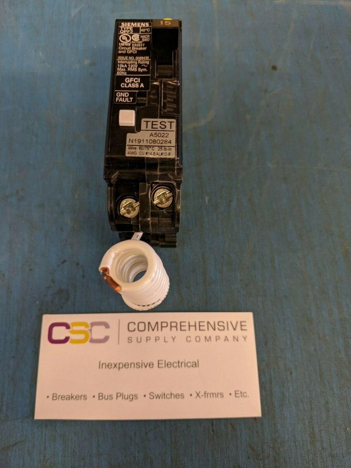 QF115A - Siemens 15A Amp 1P Pole 10kA@120V Plug On Ground Fault GFCI Circuit Breaker