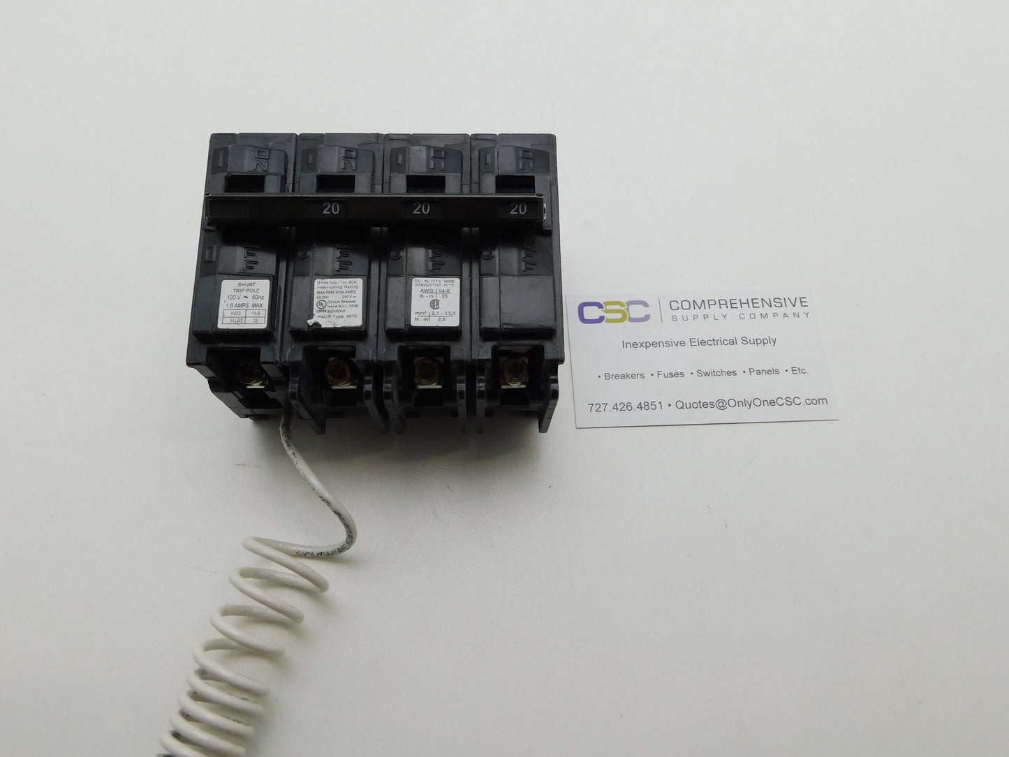 B320H00S01 - Siemens 20A Amp 3P Pole 22kA@240V Bolt On Circuit Breaker W/120V Shunt Trip