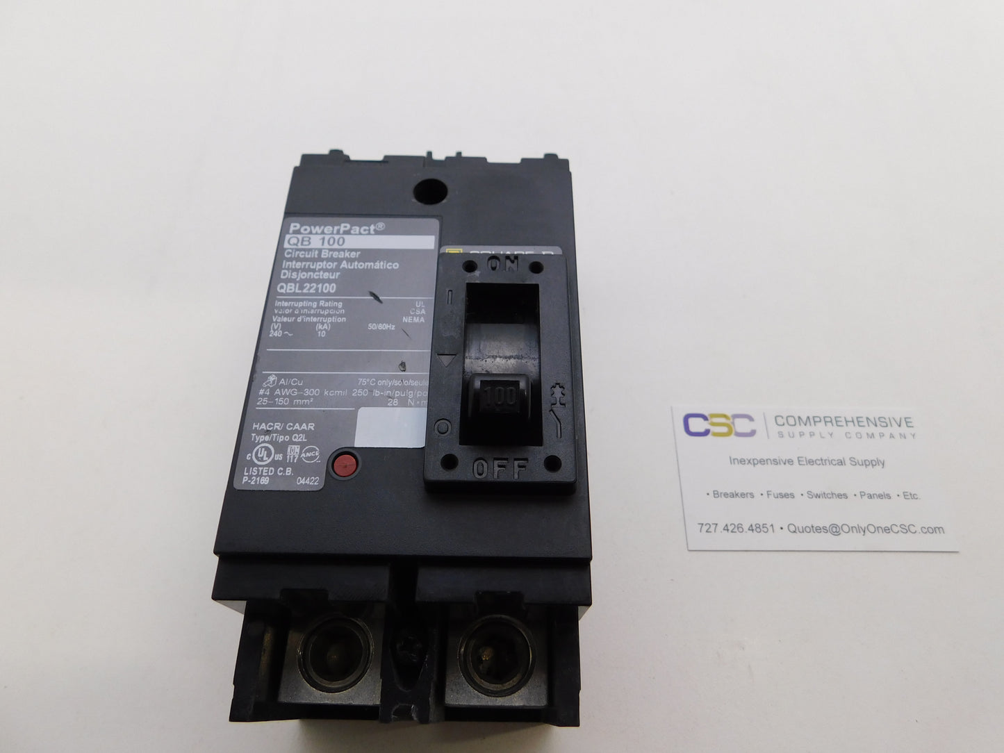 QBL22100 - Square D 100A Amp 2P Pole 10kA@240V Feed Through Powerpact Circuit Breaker