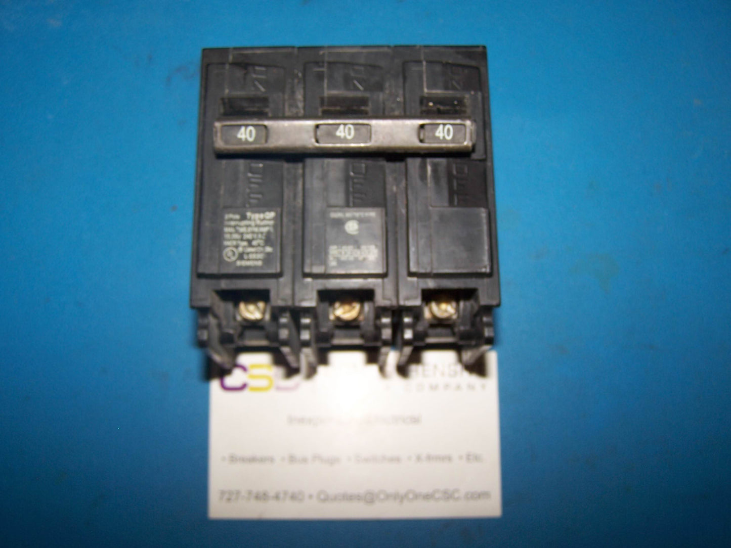 Q340 - Siemens 40A Amp 3P Pole 10kA@240V Plug On Circuit Breaker