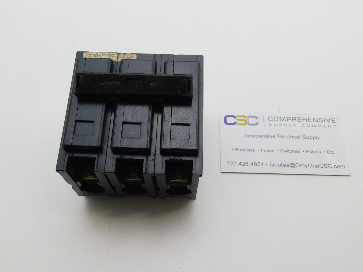 BAB3020H - Eaton 20A Amp 3P Pole 10kA@240V Bolt On Black Circuit Breaker