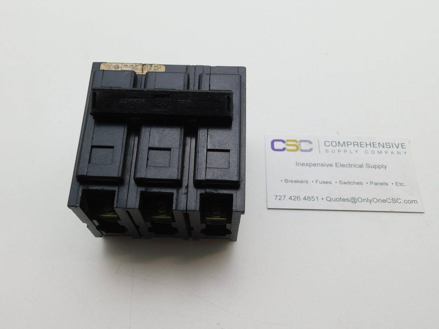 BAB3020H - Eaton 20A Amp 3P Pole 10kA@240V Bolt On Black Circuit Breaker