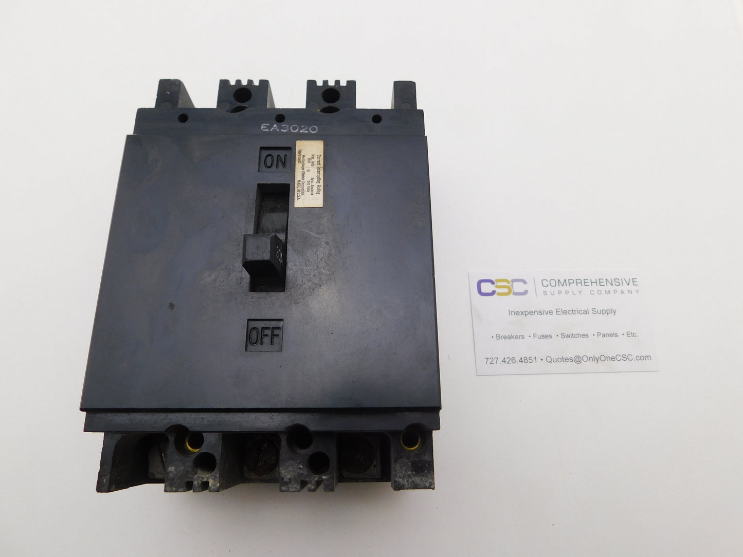 EA3020 - Westinghouse 20A Amp 3P Pole 7.5kA@240V Feed Through Circuit Breaker