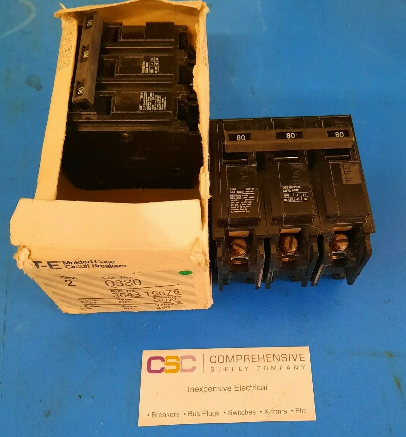 Q380 - ITE 80A Amp 3P Pole 10kA@240V Plug On Circuit Breaker - Older Series