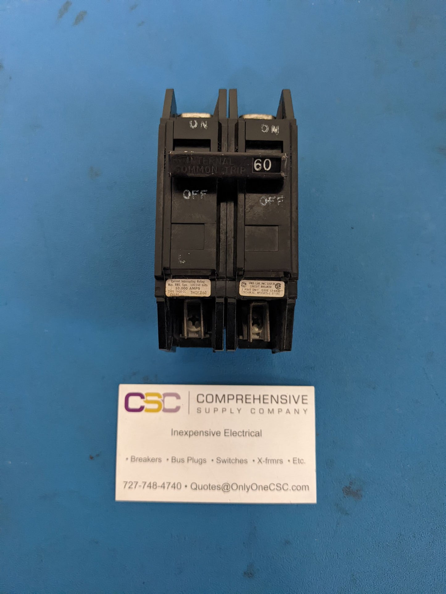 THQE2160 - GE 60A Amp 2P Pole 10kA@120/240V Plug On Circuit Breaker - Older Series