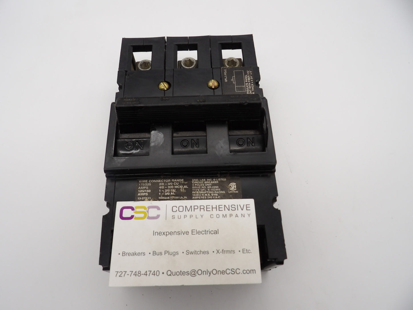 QFL3200 - Zinsco 200A Amp 3P Pole 10kA@240V Feed Through Circuit Breaker