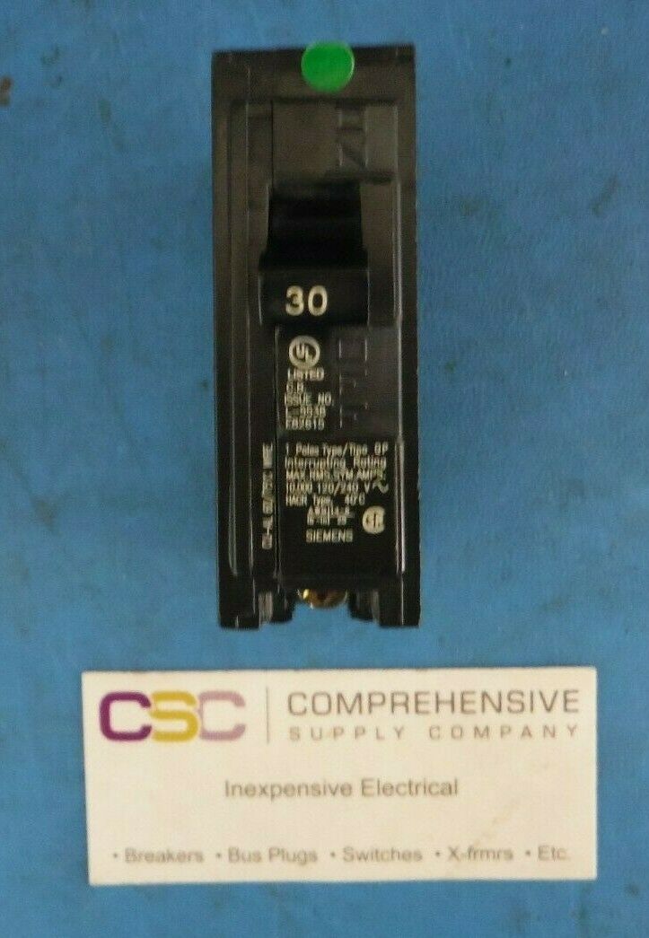 Q130 - Siemens 30A Amp 1P Pole 10kA@120/240V Plug On Circuit Breaker