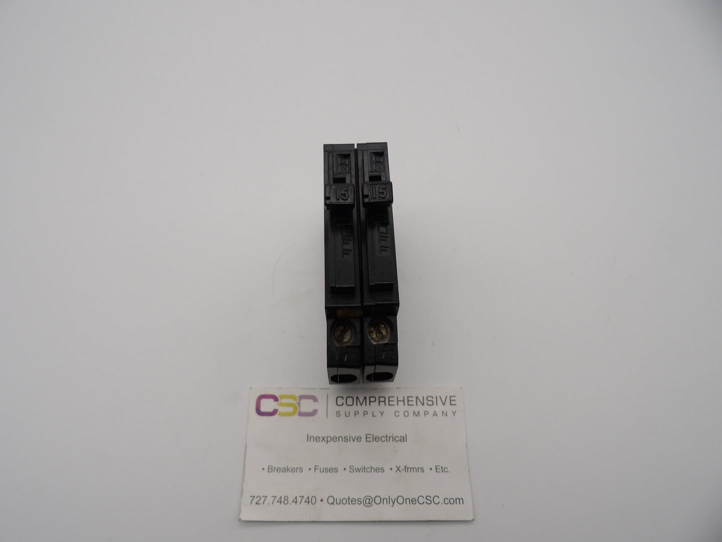 A1515 - Challenger 15/15A Amp 2X1P Pole 10kA@120/240V Plug On Duplex Circuit Breaker W/Clip - Older Series