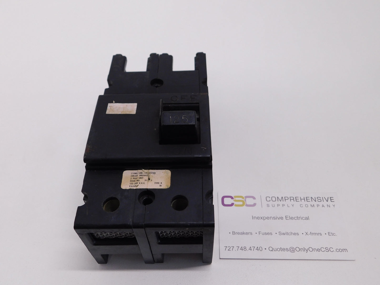 D2125 - American Switch 125A Amp 2P Pole 10kA@120/240V Bolt On Main Circuit Breaker